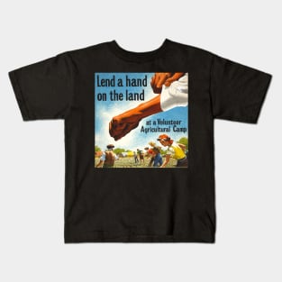 Vintage Lend a Hand on the Land Poster Kids T-Shirt